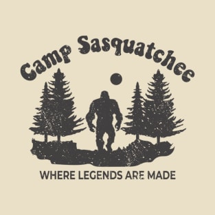 Bigfoot Sasquatch Yeti Vintage Summer Camp Sasquatchee Funny Folklore Pop Culture T-Shirt