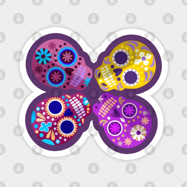 Colorful Sugar Skulls Design Magnet by Mako Design 