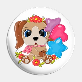 Handsome dog with balloons in his paws Pin