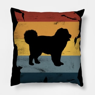 Caucasian Shepherd Dog Distressed Vintage Retro Silhouette Pillow