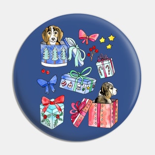 Beagles, Boxes & Bows Pin