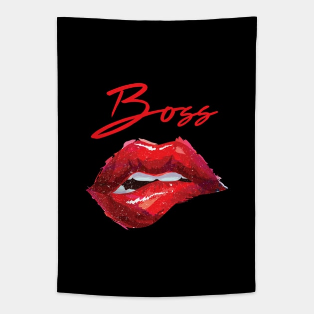 Sassy Boss T-shirt - Biting Lips - Bold Red Lipstick Tapestry by StudioGrafiikka