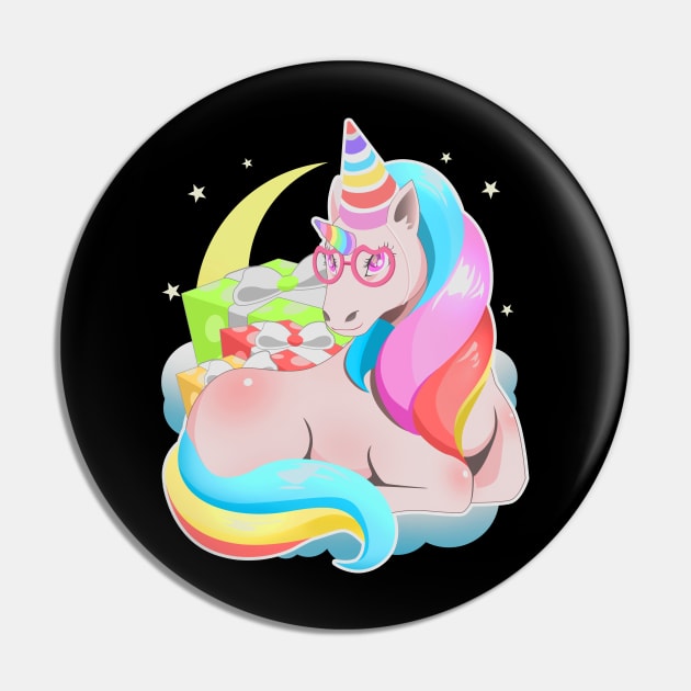 Magical Unicorn With Party Hat Birthday Pin by TheBeardComic