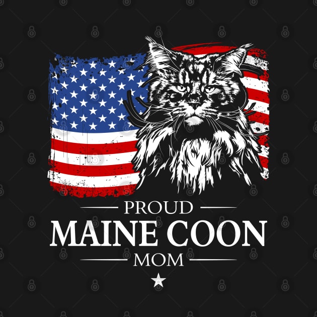 Proud Maine Coon Mom American Flag patriotic cat by wilsigns