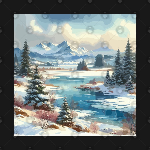 Winter Lake Winter Landscape by Siha Arts