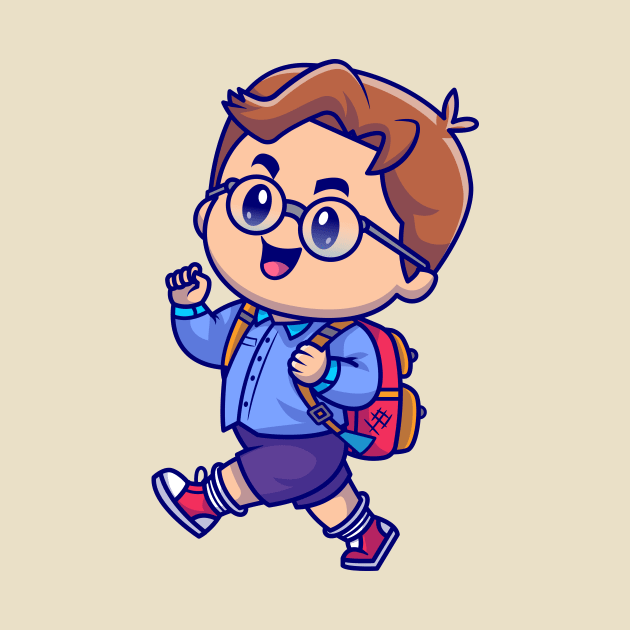 Cute Boy Going To School Cartoon by Catalyst Labs
