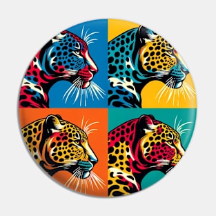 Wild Elegance Unleashed: Pop Art Leopard Masterpiece Pin