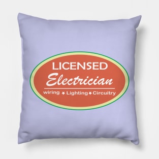 Licensed Electrician promo Sticker for Lighting  wiring and circuit work of Electrician and technicians Pillow