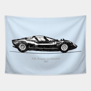 Alfa Romeo 33 Stradale 1967 - Black and White Watercolor Tapestry