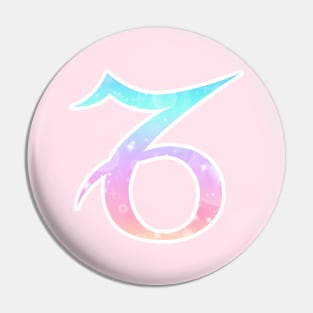 Capricorn Zodiac Symbol in Magical Unicorn Colors Pin