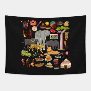 South Africa Travel Icons Tapestry