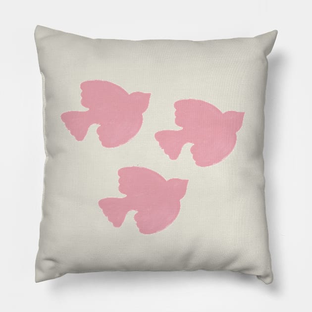 Painted birds - pink Pillow by moonlightprint