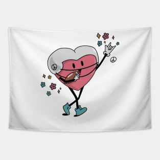 Retro Football Heart Player Shirt, Football Valentines Day Gift Tapestry