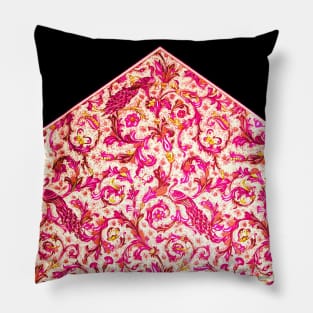 FLORENTINE RENAISSANCE FLOWERS Peacocks ,Butterflies.Red Floral Swirls, Leaves Pillow