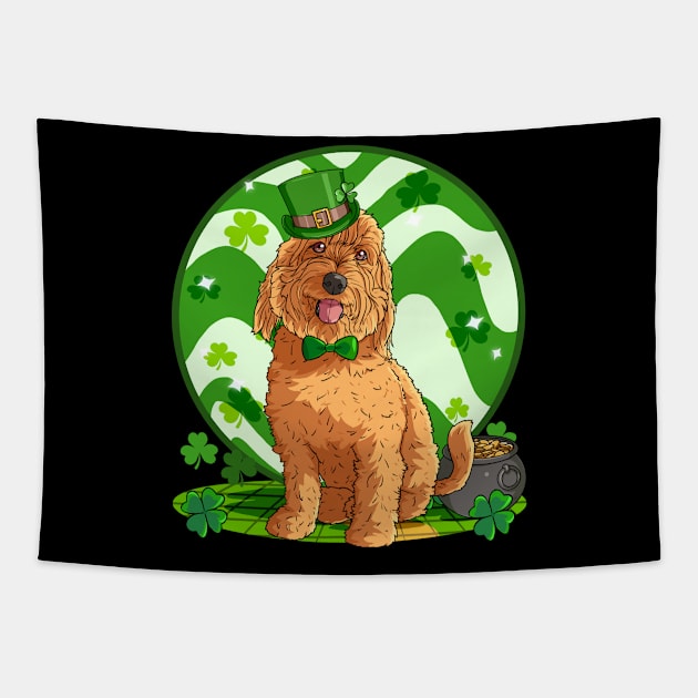 Goldendoodle Dog St Patricks Day Irish Leprechaun Tapestry by Noseking