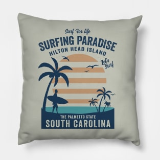 Hilton Head Island South Carolina Surfing Pillow
