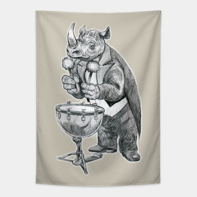 Carnival Animals - Rhino playing Tympani Tapestry by SSBDguy75