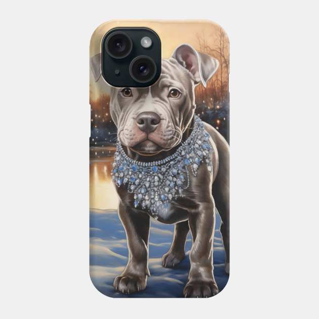 Pit Bull In Winter Phone Case by Enchanted Reverie