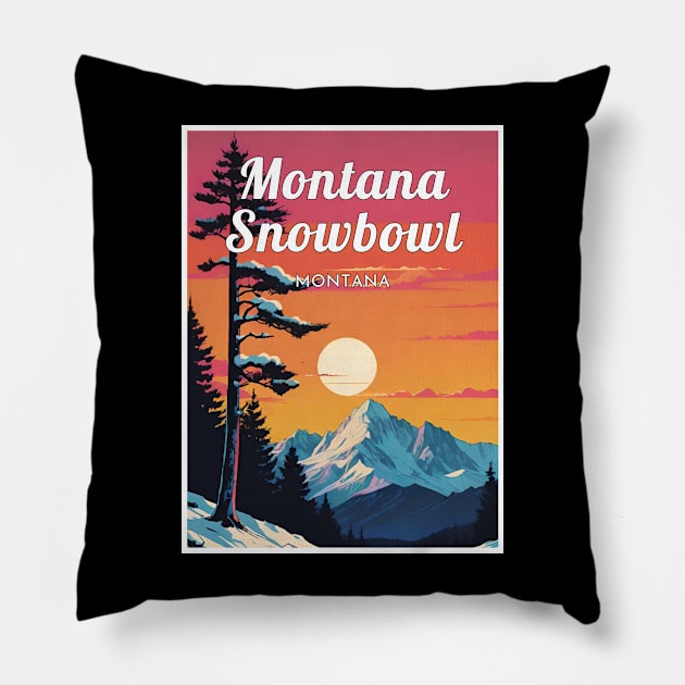 Montana Snowbowl ski Montana USA Pillow by UbunTo