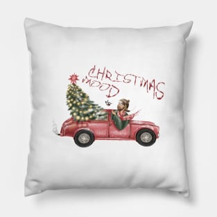 Christmas red car Pillow