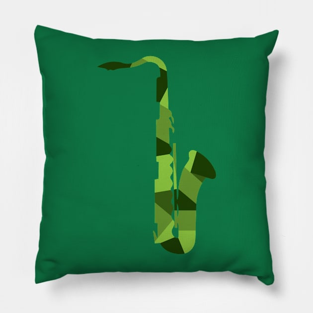 Blues Sax - Abstract green Pillow by ryanforkel