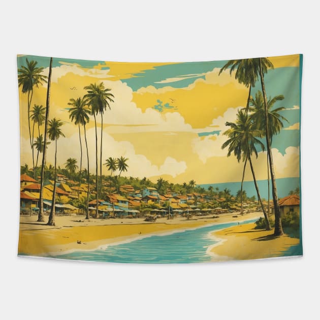 Porto de Galinhas Pernambuco Brazil Vintage Tourism Travel Poster Tapestry by TravelersGems