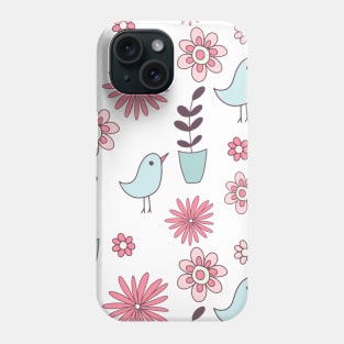 Beautiful Flowers And Birds Pattern Phone Case