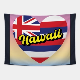 Hawaii Hawaiian State Flag Heart Tropical Sunset Tapestry