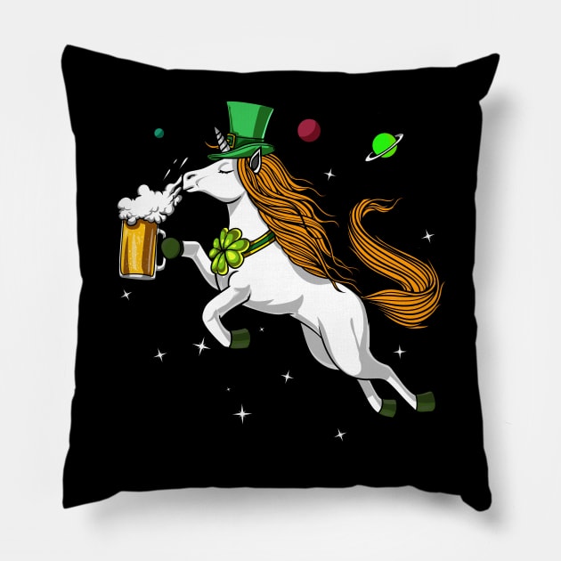 Leprechaun Unicorn St Patricks Day Beer Irish Party Pillow by underheaven