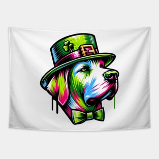 Pointer Dog Celebrates Saint Patrick's Day Cheer Tapestry