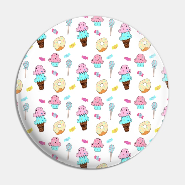 Cute Pastel Ice Cream Cone Candy Lollipop Cupcake Donut Pin by Le Avryl Fleur Boutique