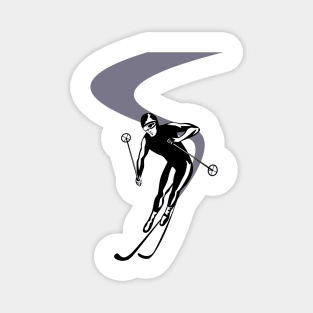 Slalom Skiing Retro Magnet