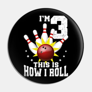 Bowling 3rd Birthday Bday Party Kids 3 years Old Bowler Pin