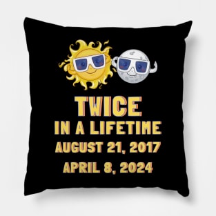 Solar Eclipse Twice in Lifetime 2024 2017 Totality Sun Moon Pillow