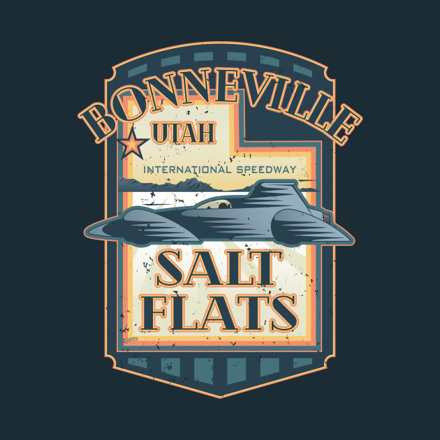 Bonneville Salt Flats International Speedway Vintage Retro Style Illustration by hobrath