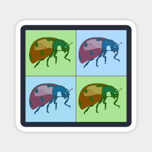 Ladybug Pop Art - Blue and Green Magnet