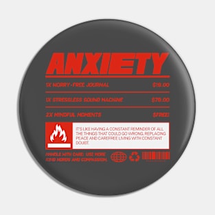 Anxiety Warning Label Pin