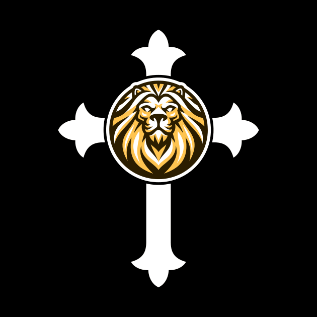 Lion Of Judah on the Cross Christian Logo by CrossAndCrown