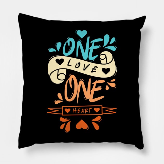 One Love One Heart Pillow by Distrowlinc