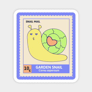 Kawaii Cute Garden Snail, Funny Pun, Stamp Collection, Snail Mail Magnet