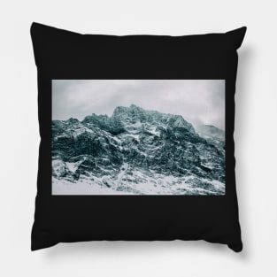 Closeup of Dramatic Snow-Covered Mountain Peak in Norway Pillow