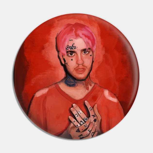 Lil Peep Digital Portrait Pin by StrayArte