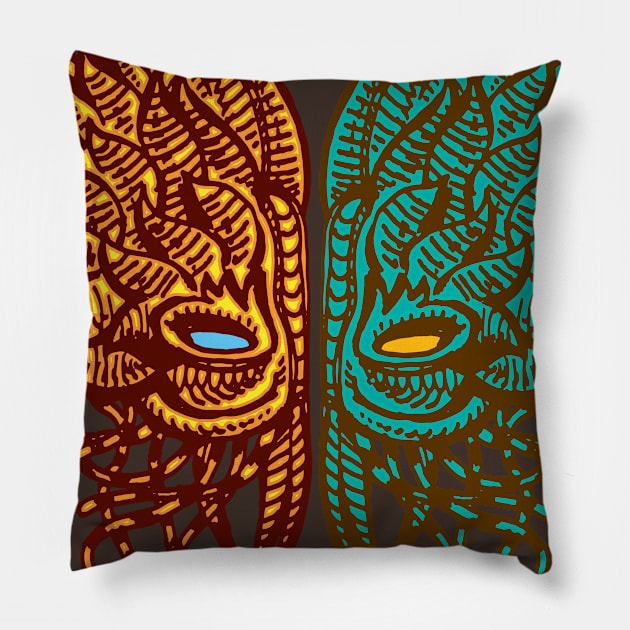 sea flower mask Pillow by duxpavlic