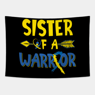 Sister Of A Warrior Down Syndrome Awareness Tapestry