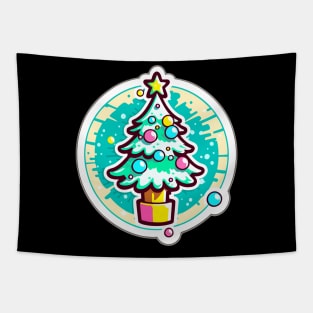 Green Splash Kawaii Christmas Tree Tapestry