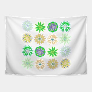 Green Summer Flowers Tapestry