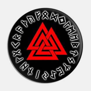 Triscalion Red White Runes Pin