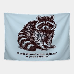 Vintage Textured Raccoon Consultant – Unique Animal Humor in Retro design Tee Tapestry