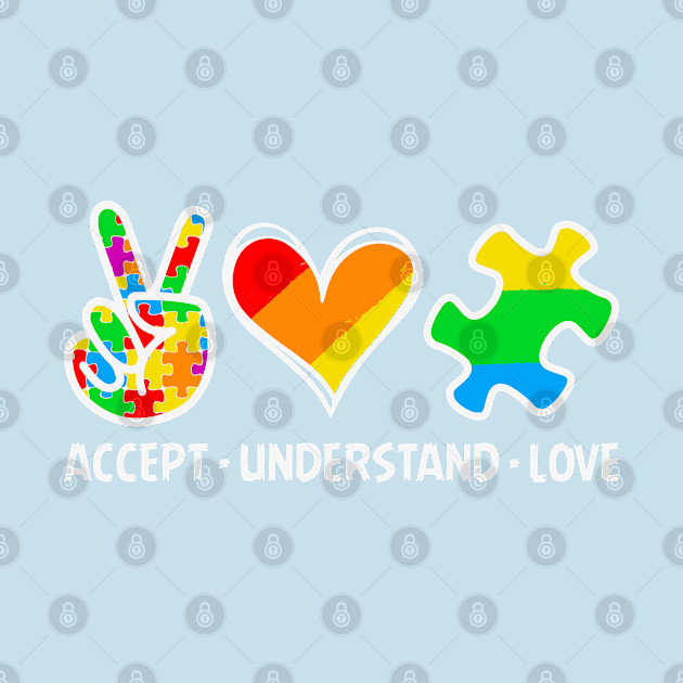 Disover Accept Understand Love ASD Rainbow Flower Autism Awareness - Autism - T-Shirt