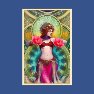 Exotic Floral Art Deco style Belly Dancer Girl T-Shirt